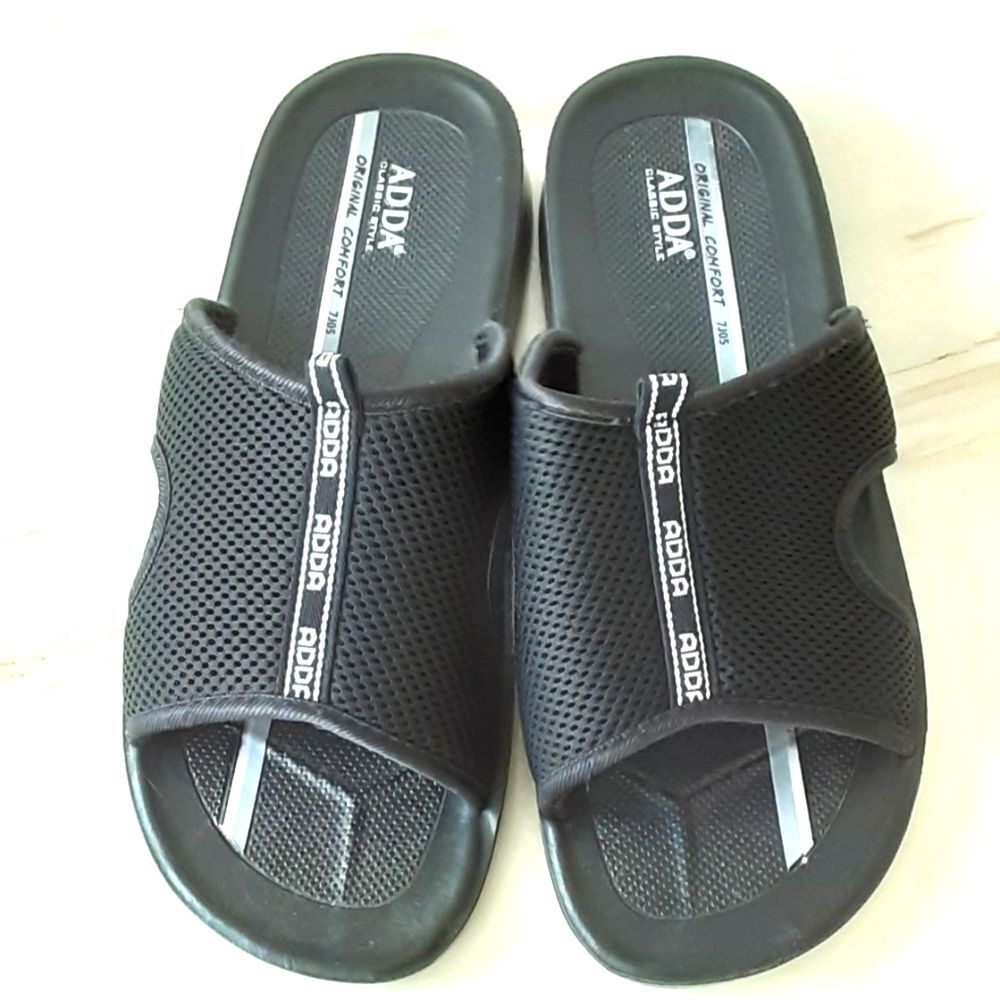 ADDA Original Comfort Mens Black Microfiber Leather Sandals Sz 11 (45) NWOT